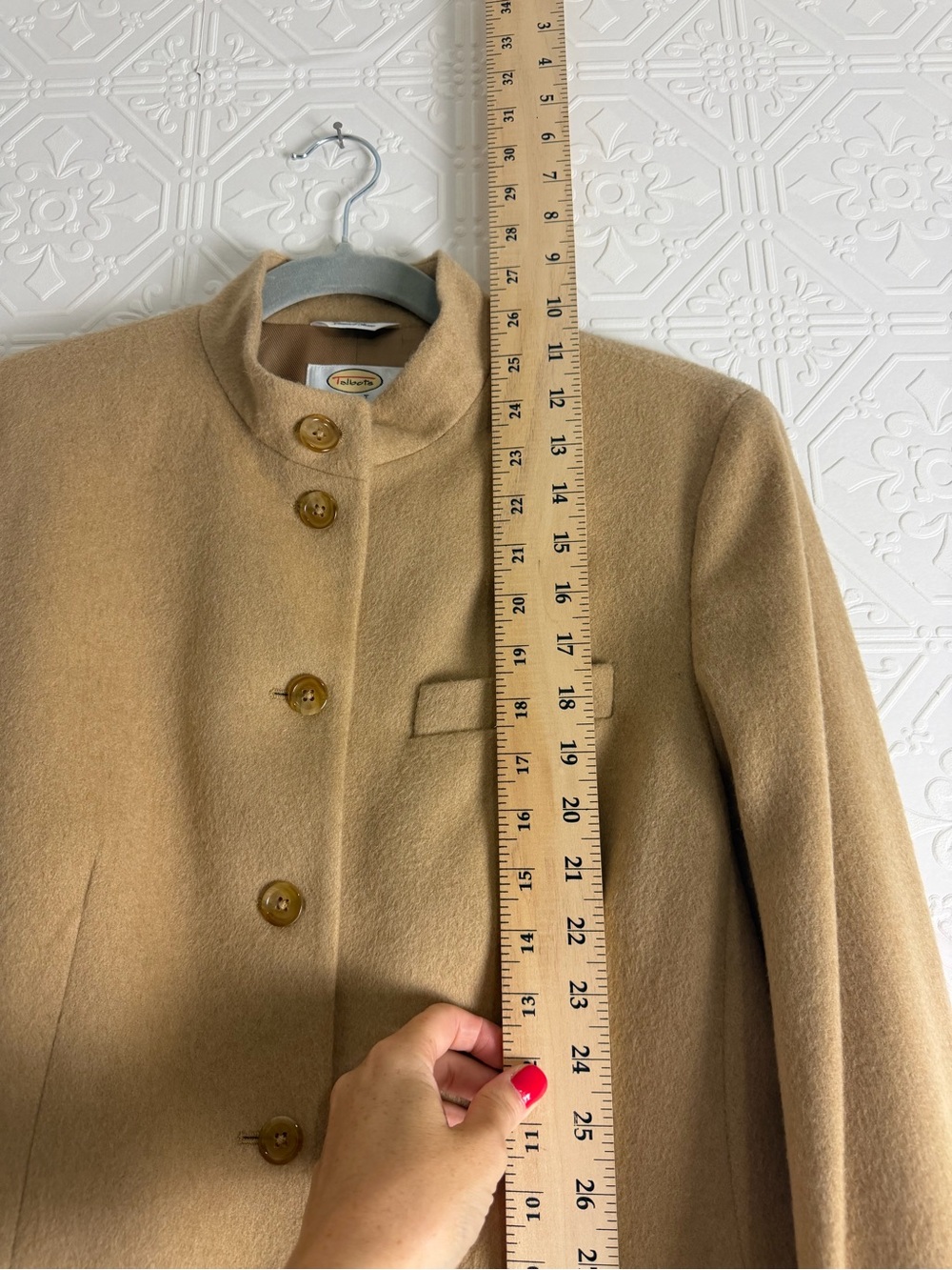 Camel Hair Blazer Made in Italy Stand Collar Jacket Talbots Petites 8 Women VTG - Picture 3 of 12